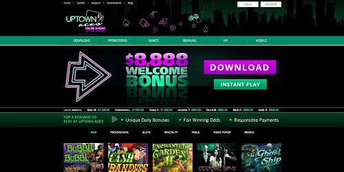 Uptown Aces Casino Homepage