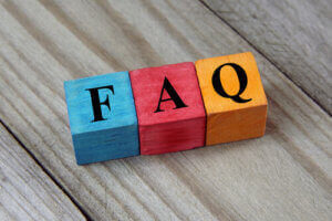 Image of colourful FAQ blocks
