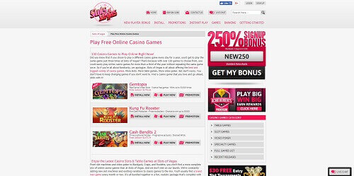 Slots of Vegas casino review games page