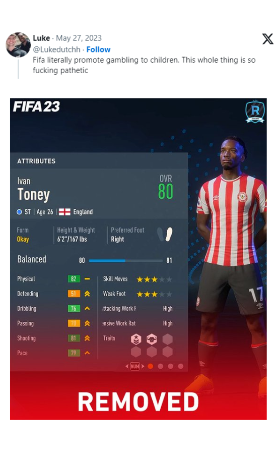 FIFA 23 Criticized for Removing Player Over Gambling While Selling Loot Boxes
