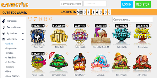 Game selection Cyber Spins Casinos