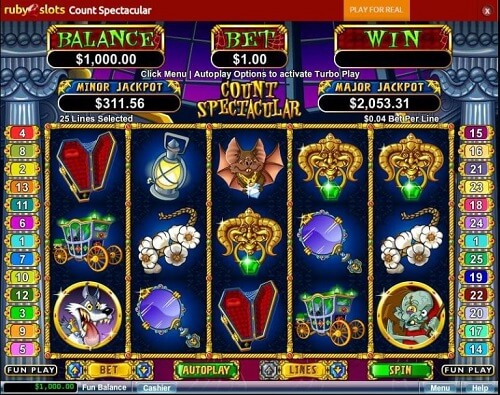 Ruby Slots Casino Count Spectacular Screenshot