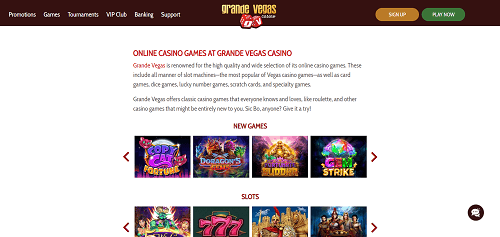 Casino Games at Grande Vegas