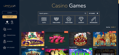 Casino Games at Limitless Casino Site