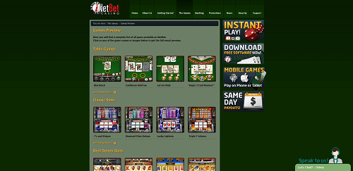 Casino games at iNetBet