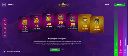 Daily Free Spins at Shazam Casino