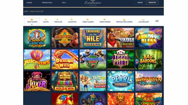 Exclusive Casino Casino Game Selection